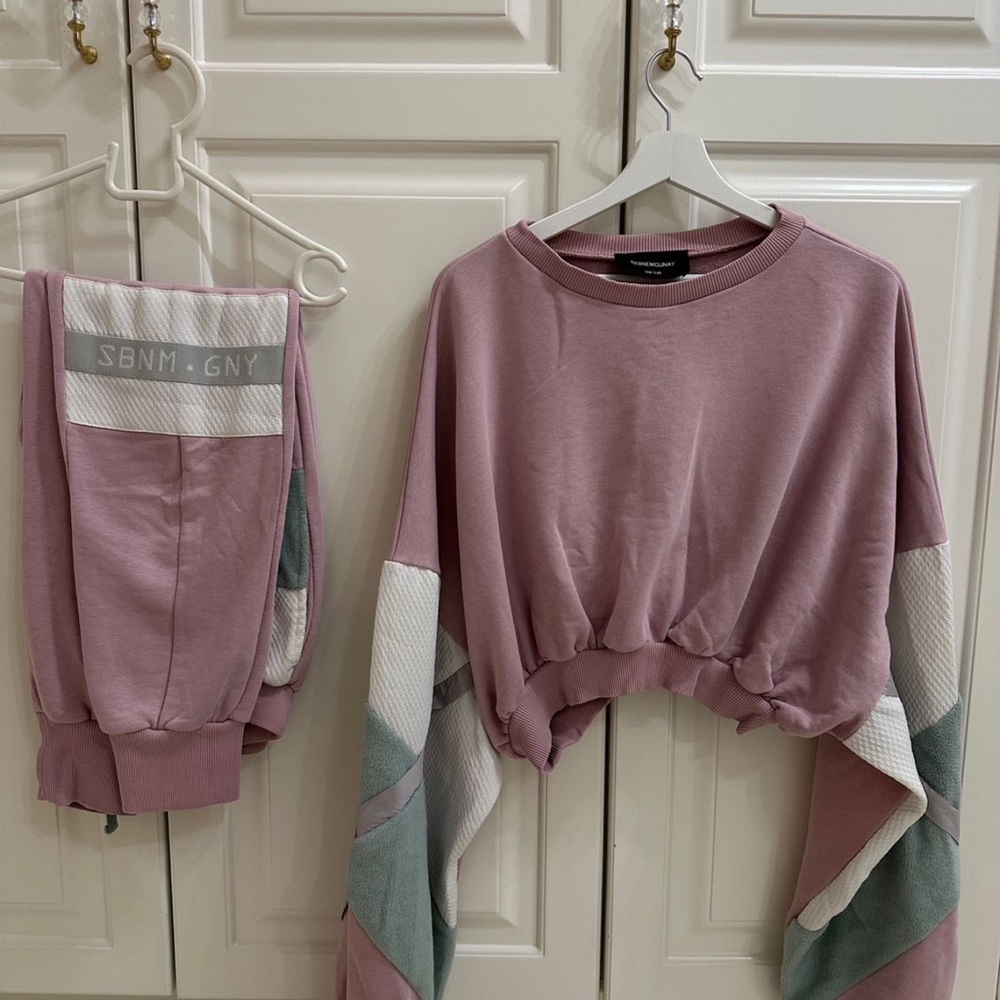 Women's Pink and Gray Track Pants & Joggers Set